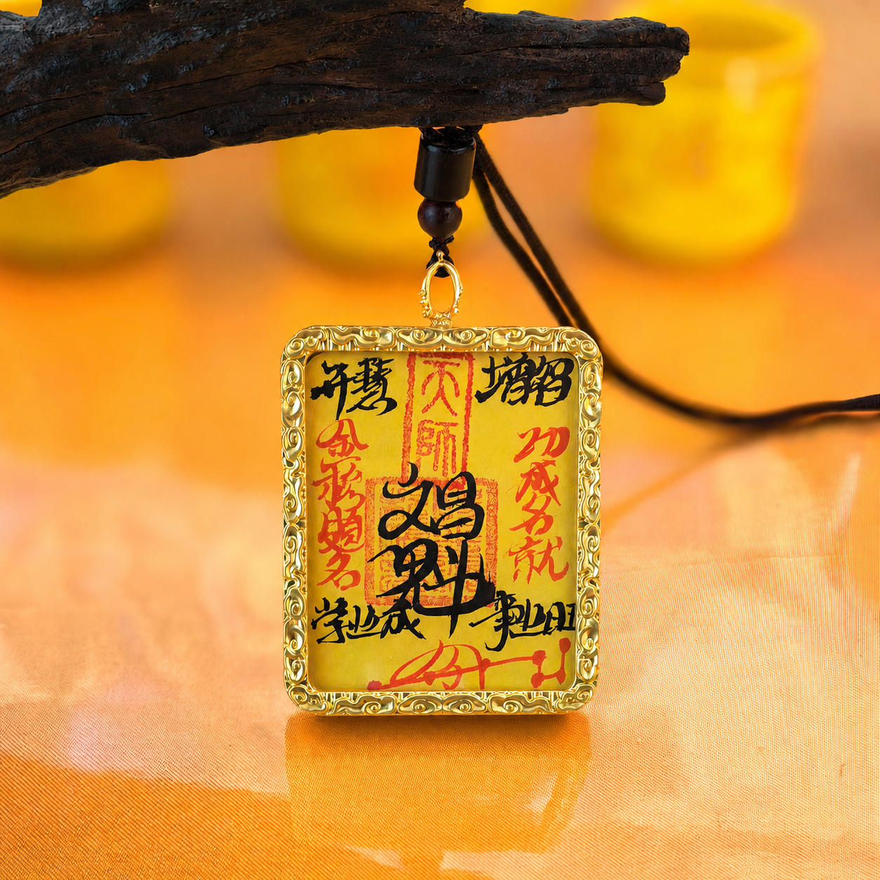 Handcrafted Taoist Fulu Talisman Pendant Necklace