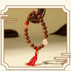 Golden Plum Blossom Agate Dzi Bead Bracelet with Running Rings