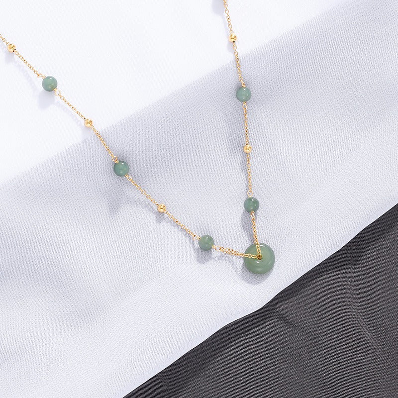 Natural Strawberry Quartz Peace Amulet Crystal Necklace