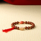Golden Plum Blossom Agate Dzi Bead Bracelet with Running Rings