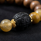Clear Path Herbal Incense Bead Yellow Phantom Quartz Luck Protection Hui Pattern Bracelet