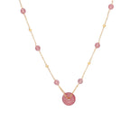 Natural Strawberry Quartz Peace Amulet Crystal Necklace