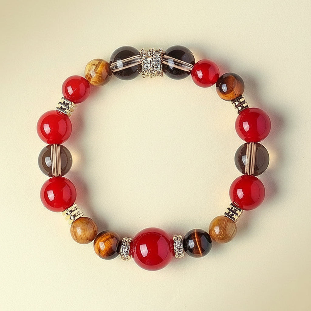 Natural Yellow Topaz & Tiger Eye Crystal Bead Bracelet