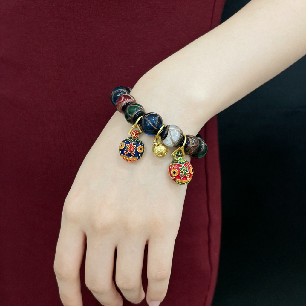 Incense-Ash Glass Pixiu Purification Protection Wealth Beaded Bracelet