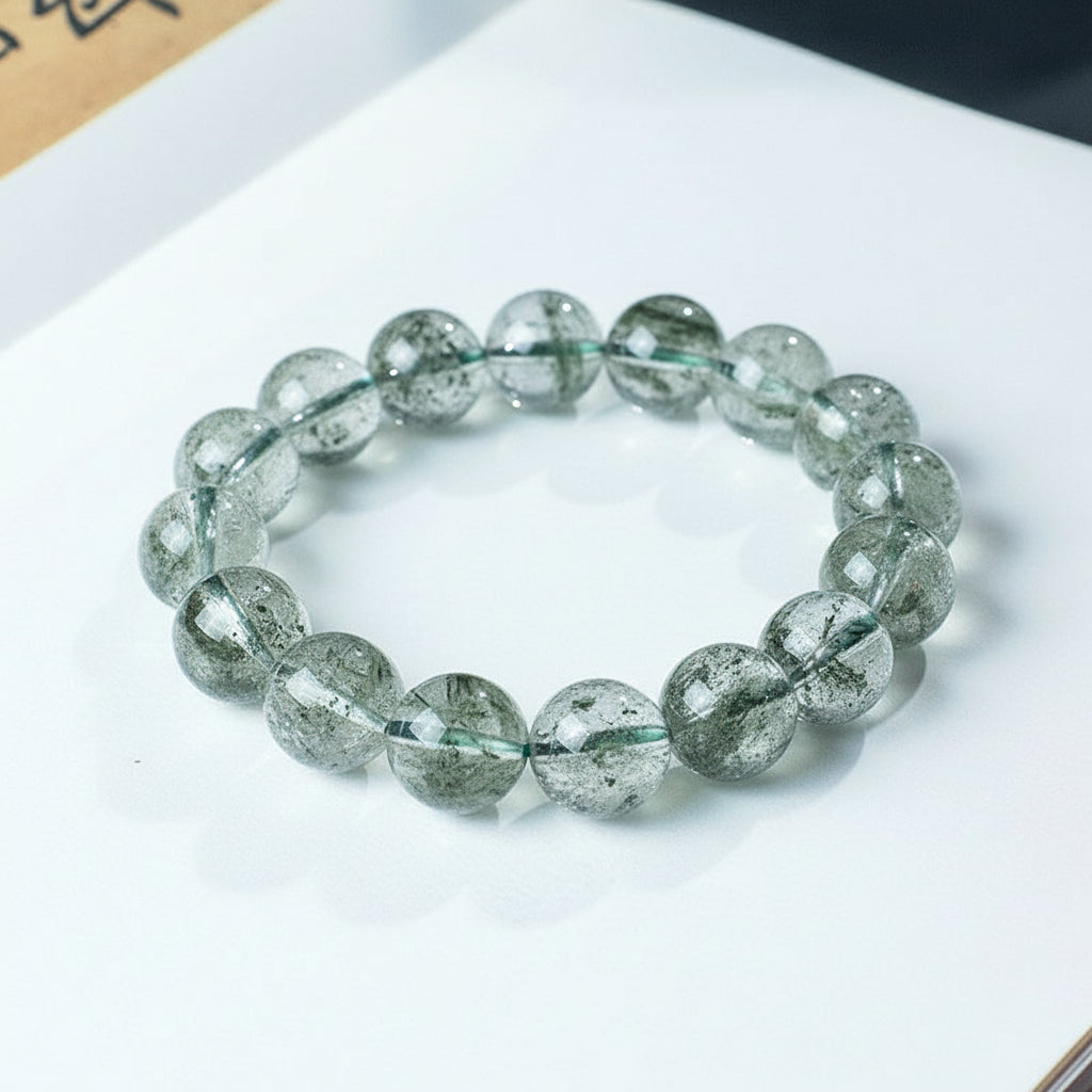 Natural Green Phantom Quartz Beaded Bracelet