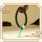 Black Dragon Resin Round-and-Square Bead Bracelet