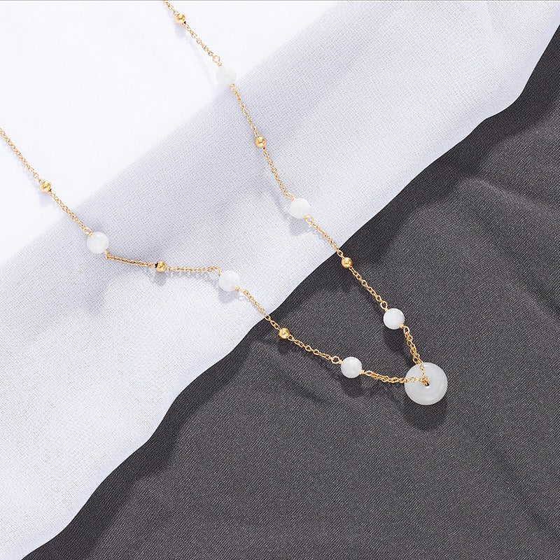 Natural Strawberry Quartz Peace Amulet Crystal Necklace