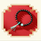 Black Dragon Resin Round-and-Square Bead Bracelet