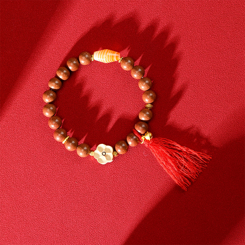 Dzi Bead Plum Blossom Incense Bracelet