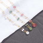 Natural Strawberry Quartz Peace Amulet Crystal Necklace