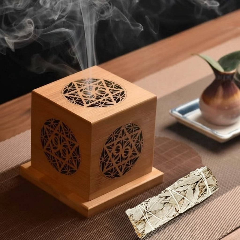 Crystal Purification Wooden Magnetic Cedar Incense Box
