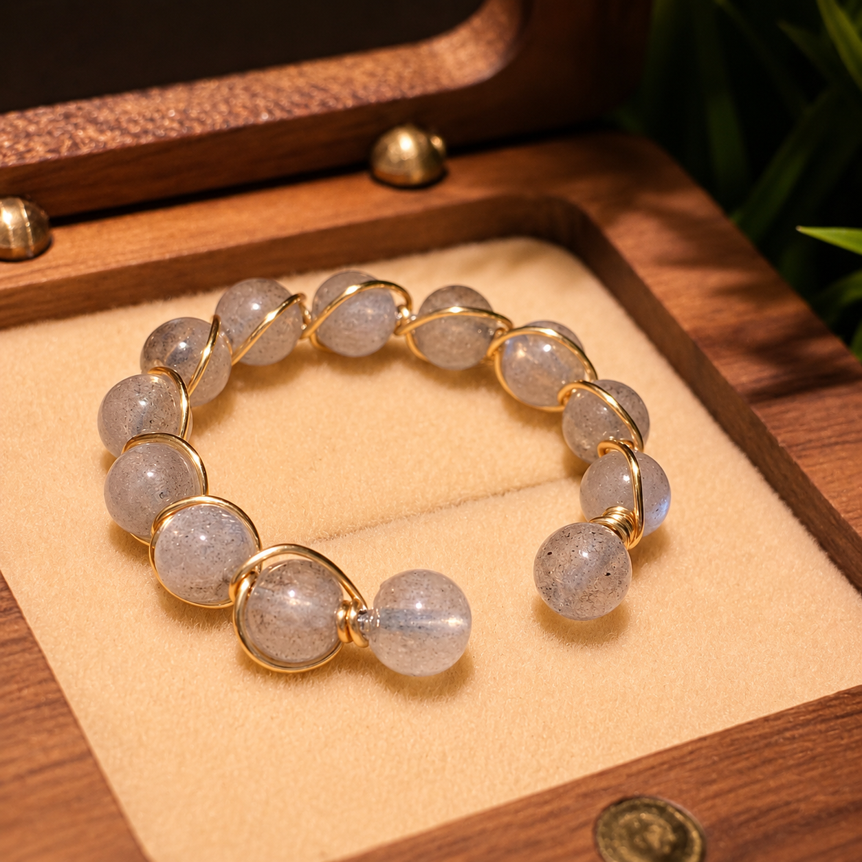 Minimal Gemstone Beaded Band Ring