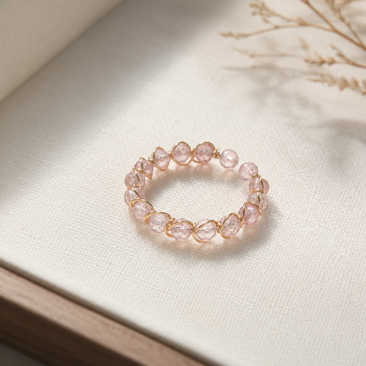 Minimal Gemstone Beaded Band Ring