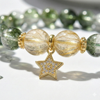 Green Phantom Quartz Golden Rutilated Quartz Career Growth Confidence Momentum Bracelet