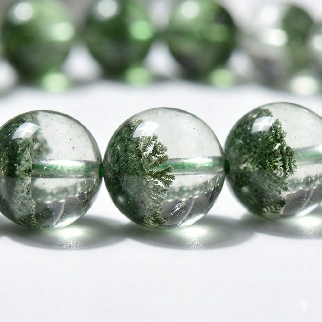 Green Phantom Quartz Golden Rutilated Quartz Career Growth Confidence Momentum Bracelet