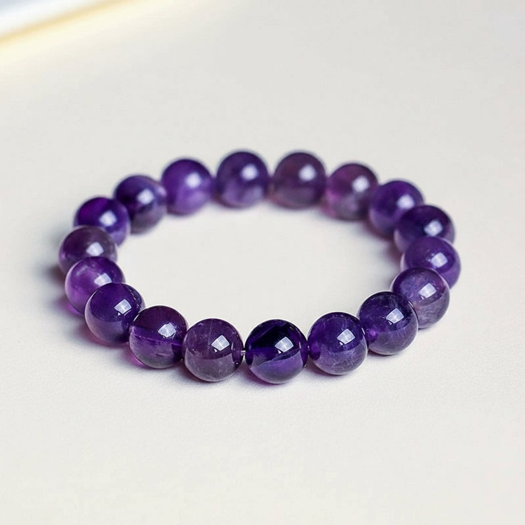 Natural Dreamy Amethyst Bead Bracelet