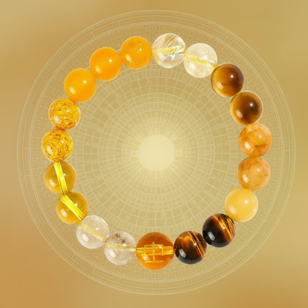 Natural Citrine Wealth-Attracting Five-Element Multigem Bracelet