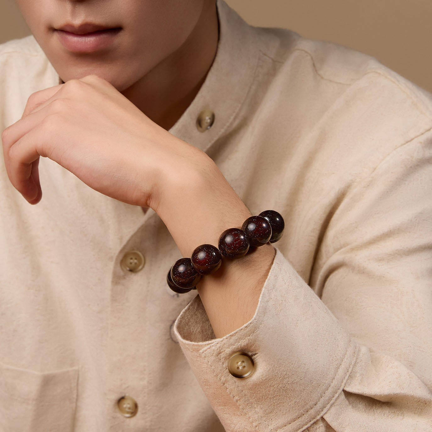 Natural Zitan Red Sandalwood Grounding Bracelet