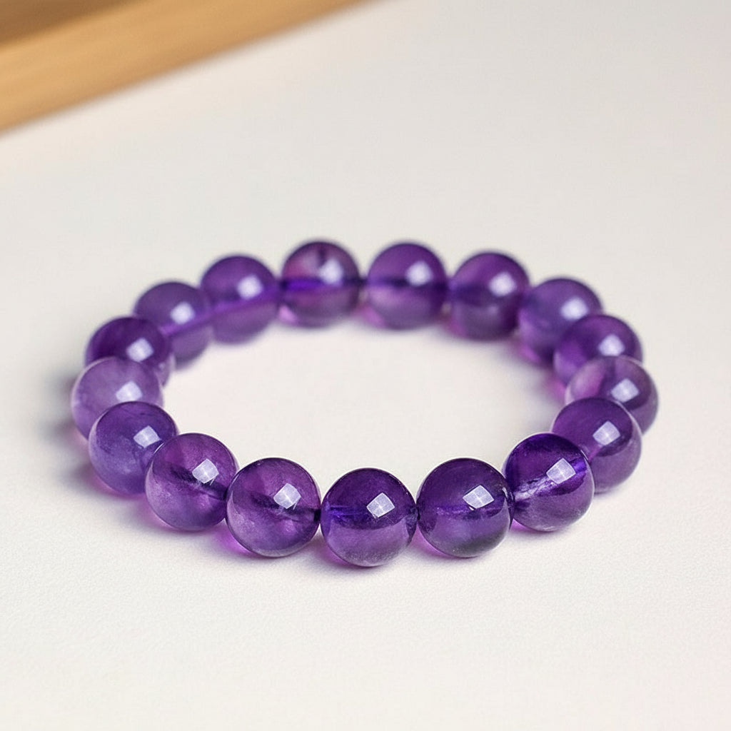 Natural Dreamy Amethyst Bead Bracelet