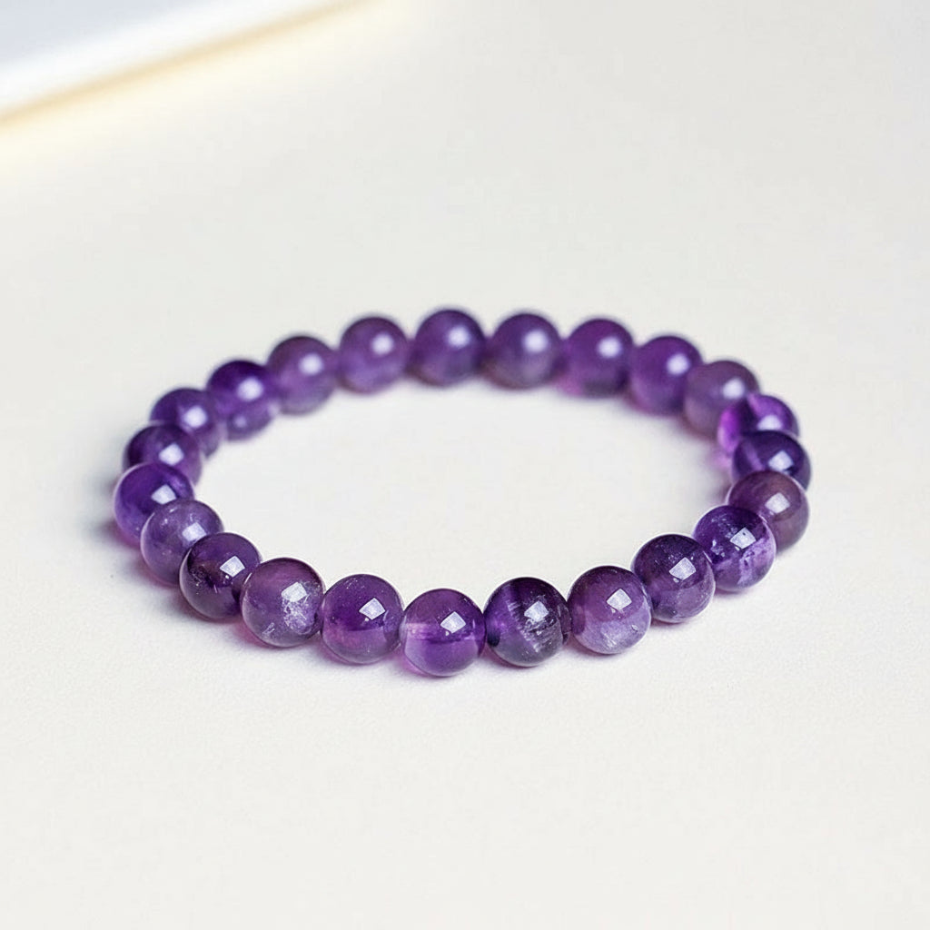 Natural Dreamy Amethyst Bead Bracelet