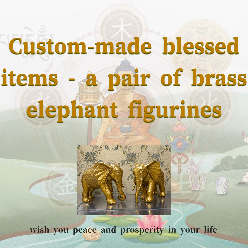 Custom-made blessed items - a pair of brass elephant figurines