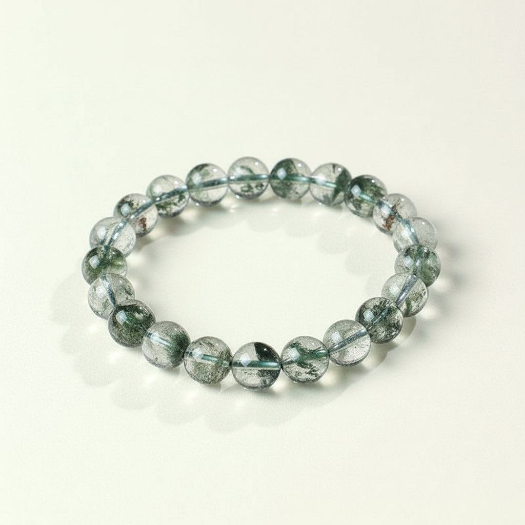 Natural Green Phantom Quartz Beaded Bracelet