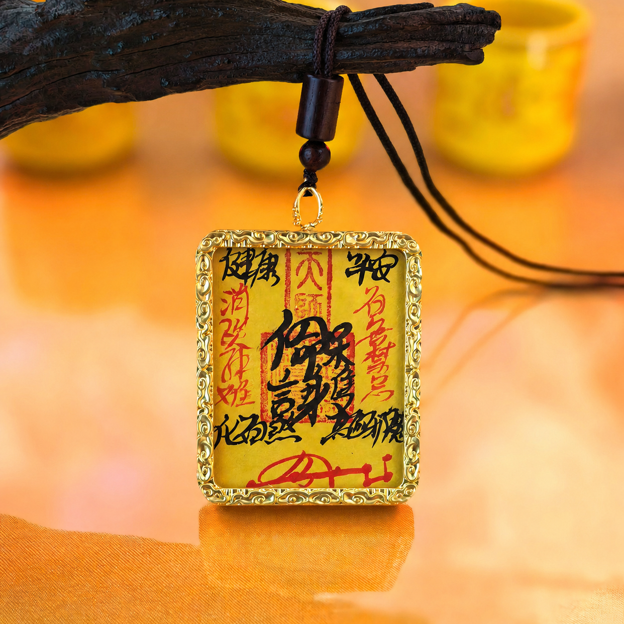 Handcrafted Taoist Fulu Talisman Pendant Necklace