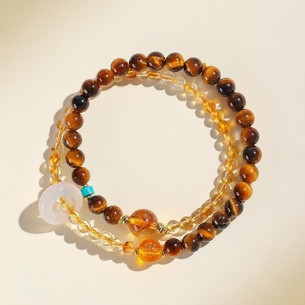 Natural Citrine Wealth-Attracting Five-Element Multigem Bracelet