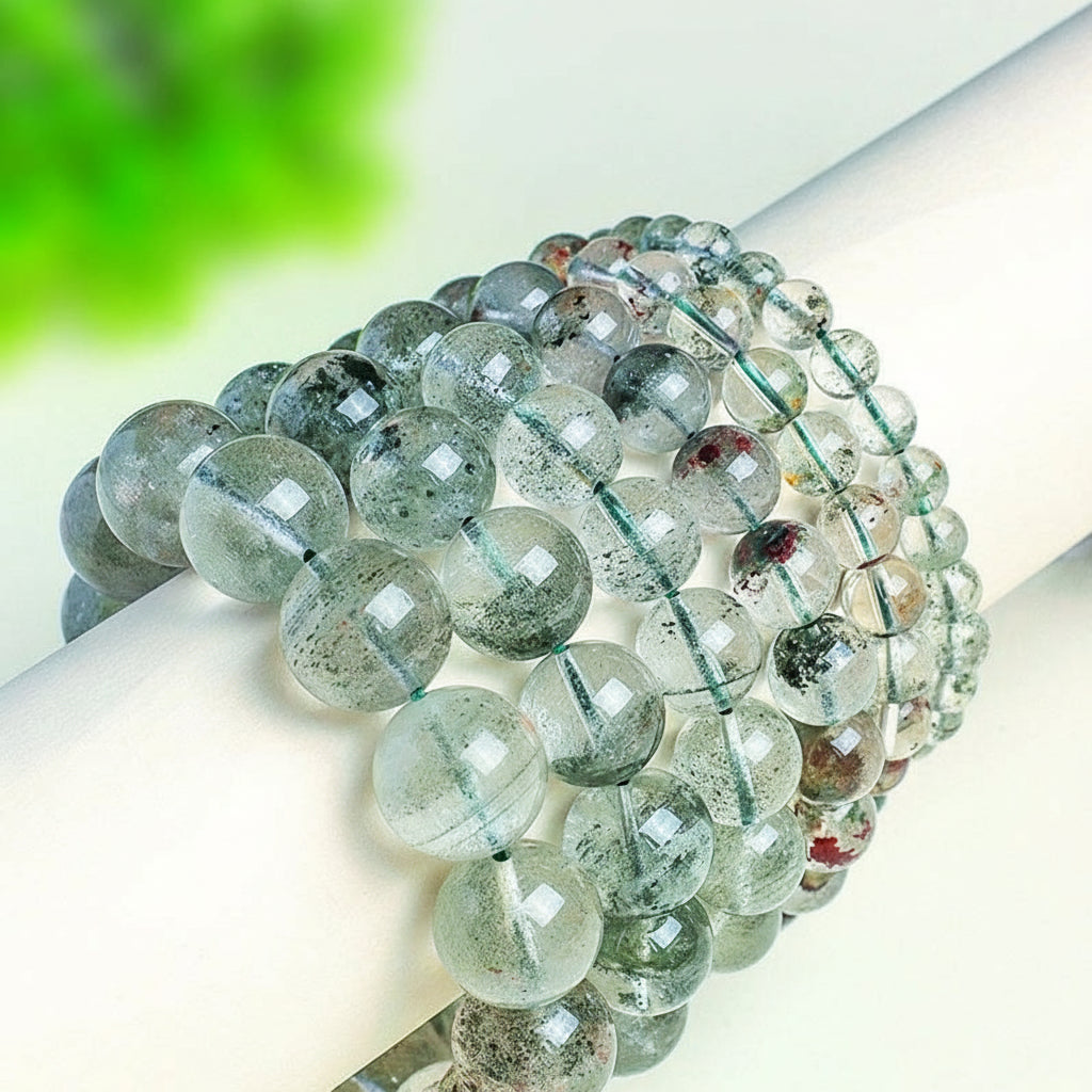 Natural Green Phantom Quartz Beaded Bracelet