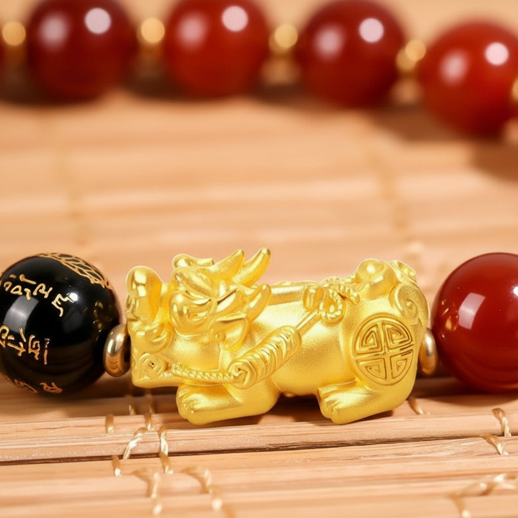 Obsidian Color-Changing Gold Sand Pixiu Wealth Bracelet