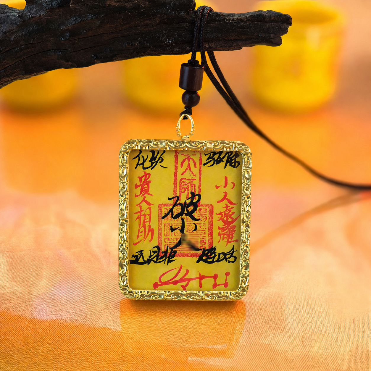 Handcrafted Taoist Fulu Talisman Pendant Necklace