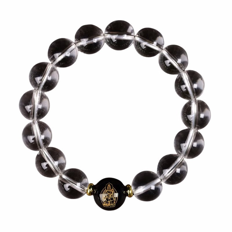 Natural Clear Quartz Zodiac Guardian Transfer-Bead Bracelet