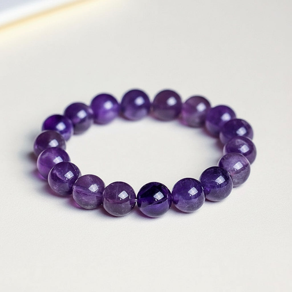 Natural Dreamy Amethyst Bead Bracelet
