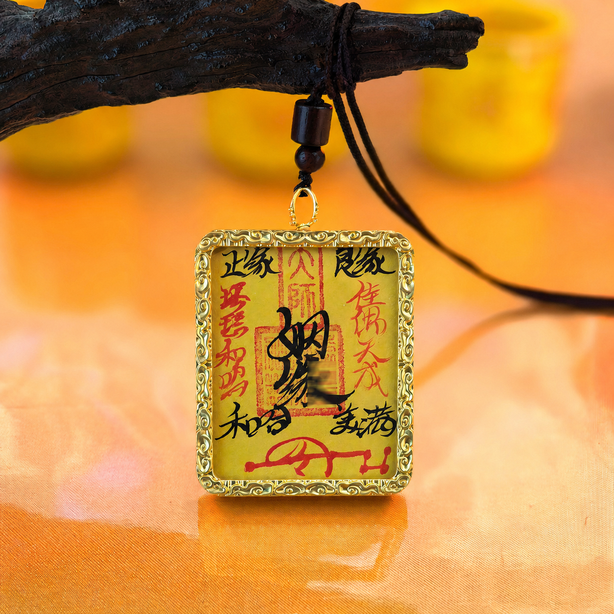 Handcrafted Taoist Fulu Talisman Pendant Necklace