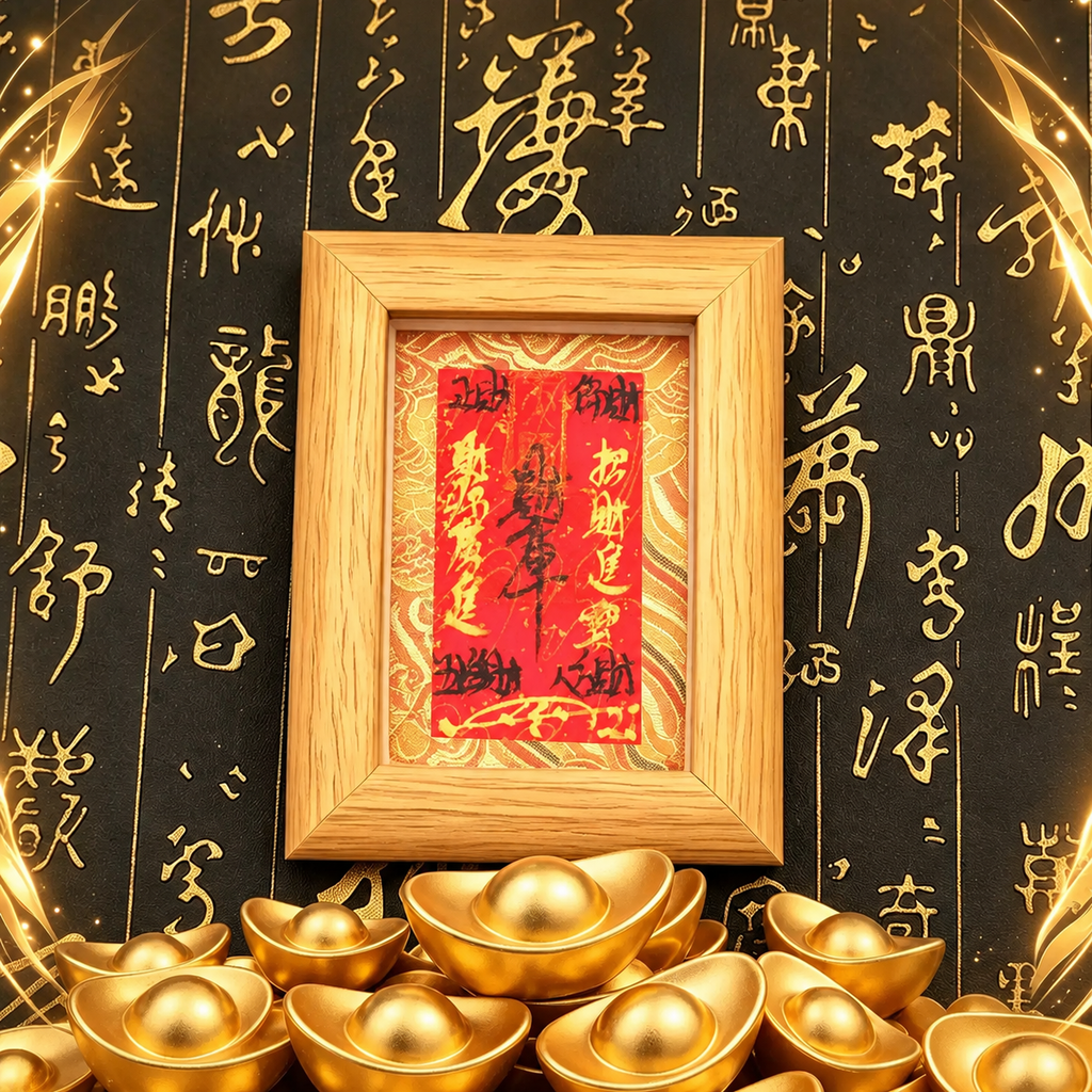 Handcrafted Framed Taoist Fulu Display Ornament