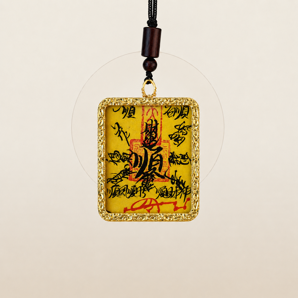 Handcrafted Taoist Fulu Talisman Pendant Necklace