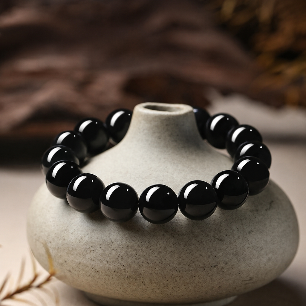 Natural Black Obsidian Protection & Grounding Bracelet