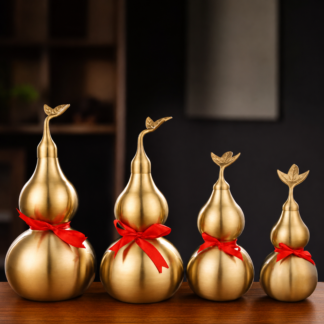 Brass Blessing Gourd Feng Shui Display Ornament – Prosperity, Protection & Harmony