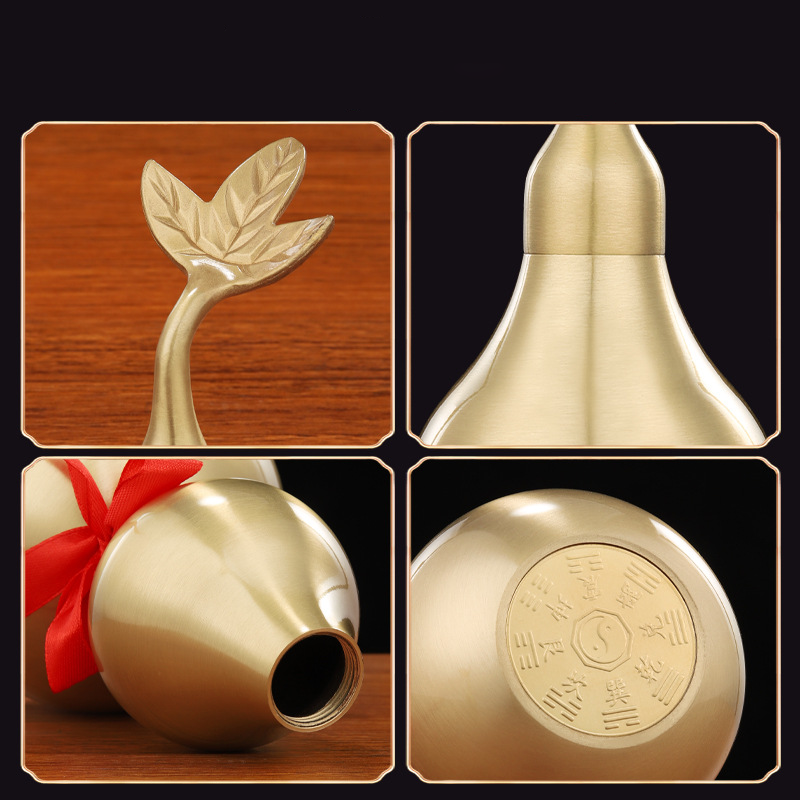 Brass Blessing Gourd Feng Shui Display Ornament – Prosperity, Protection & Harmony