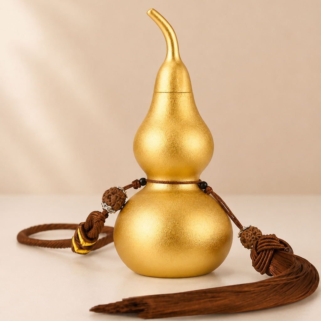 Brass Blessing Gourd Hanging Ornament with Tassel – Protection, Prosperity & Harmony