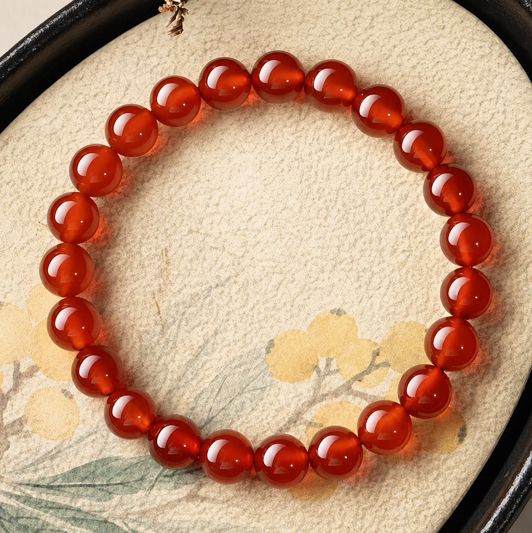 Red Agate Vitality & Protection Beaded Bracelet