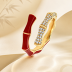 Red Agate Bamboo Rising Fortune Ring in S925 Sterling Silver