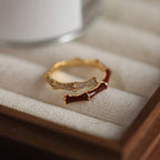 Red Agate Bamboo Rising Fortune Ring in S925 Sterling Silver