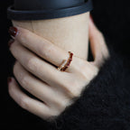 Red Agate Bamboo Rising Fortune Ring in S925 Sterling Silver