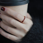 Red Agate Bamboo Rising Fortune Ring in S925 Sterling Silver
