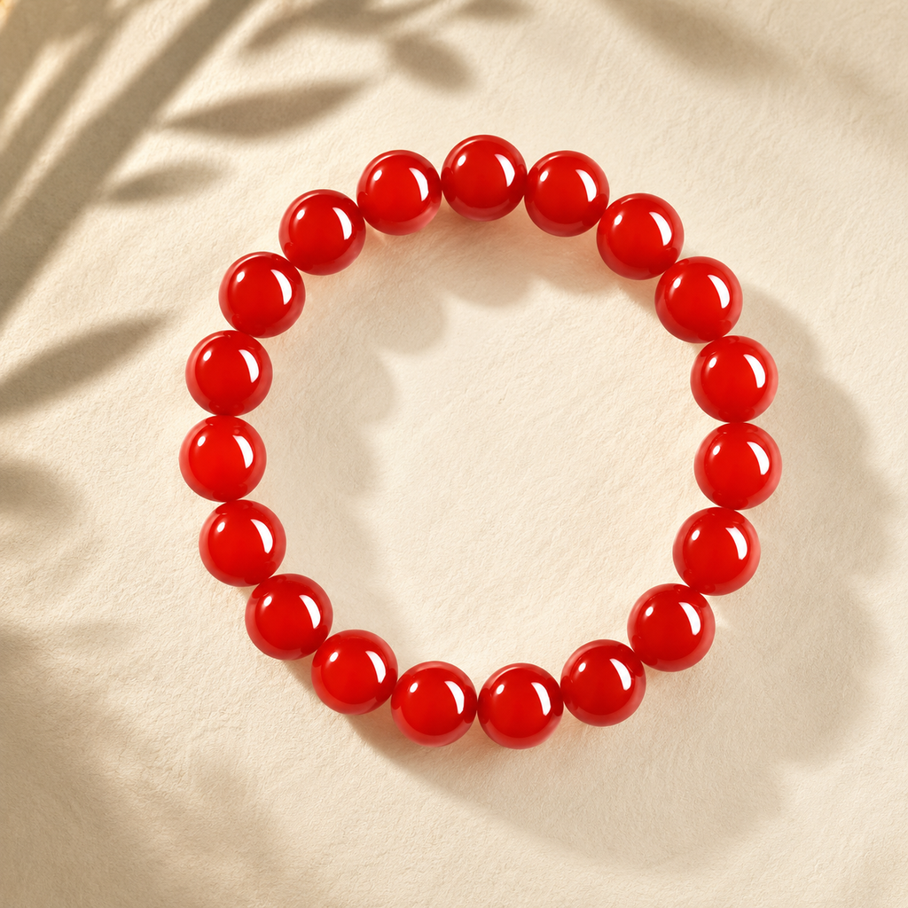 Red Agate Vitality & Protection Beaded Bracelet