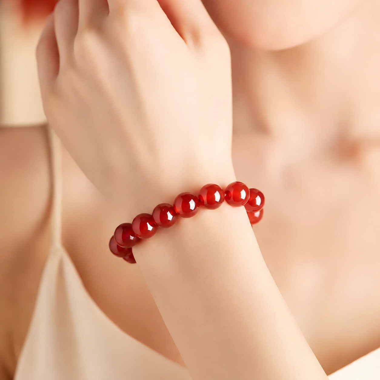 Red Agate Vitality & Protection Beaded Bracelet