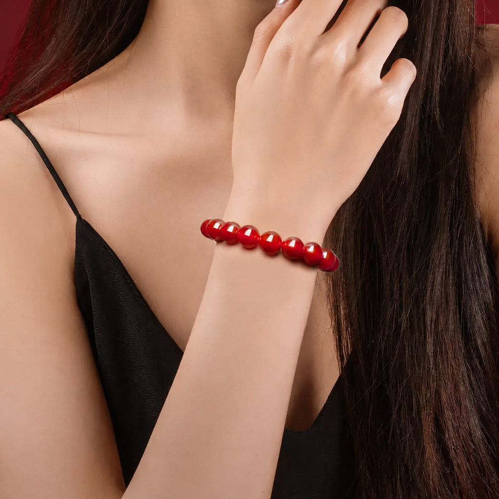 Red Agate Vitality & Protection Beaded Bracelet