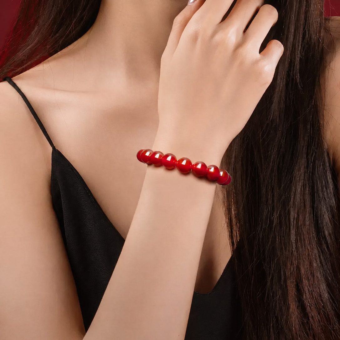 Red Agate Vitality & Protection Beaded Bracelet