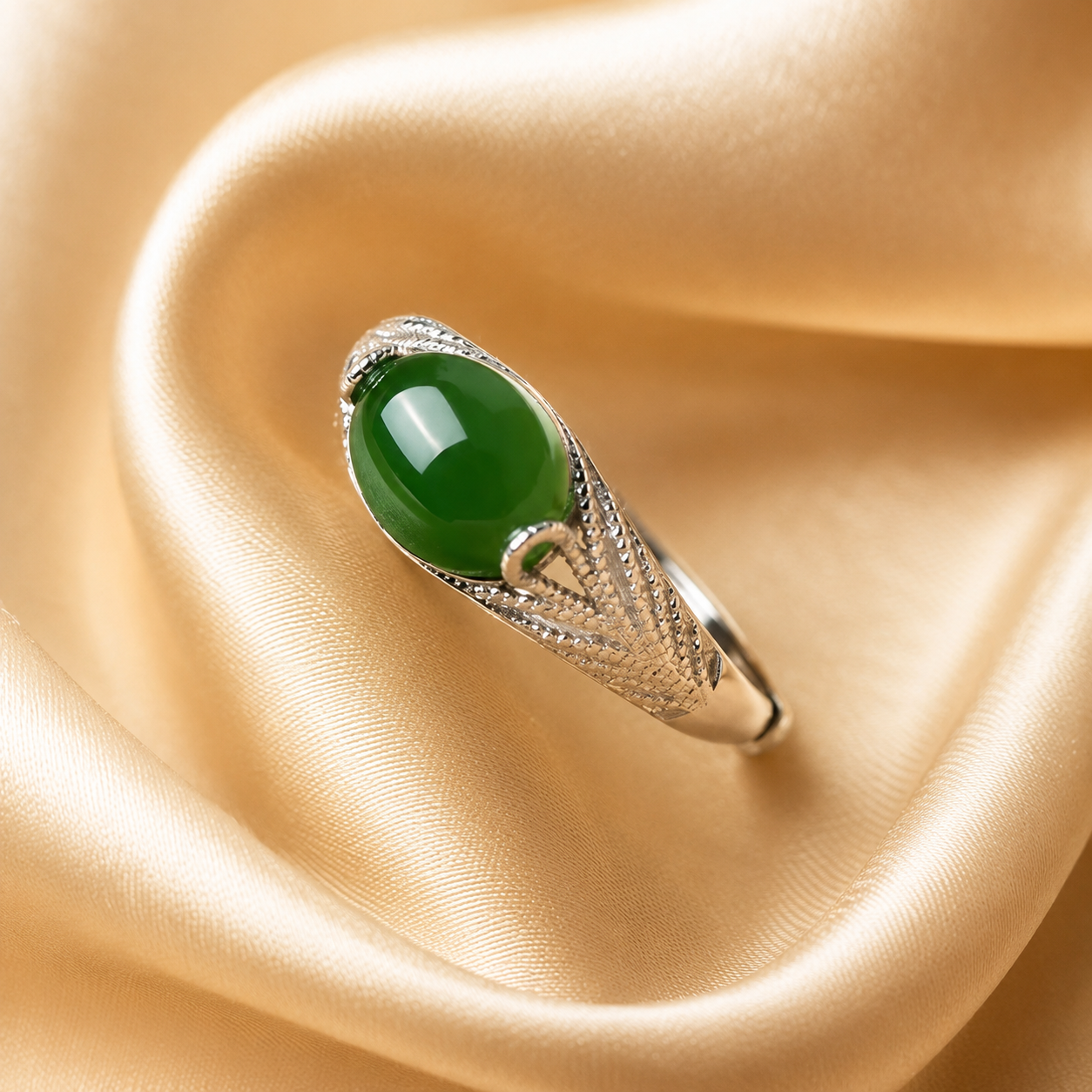 Green Gemstone Renewal & Opportunity Ring in S925 Sterling Silver